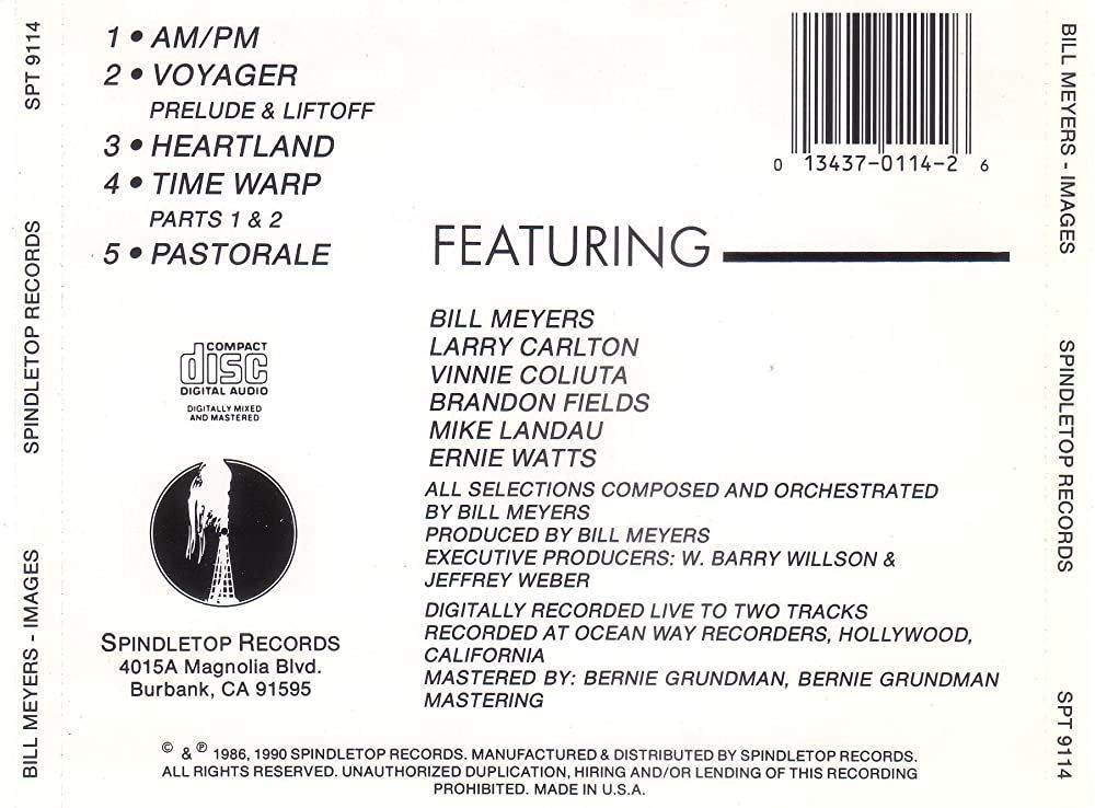 Bill Meyers - IMAGES Album Back Cover